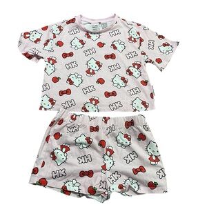Hello Kitty Kids Pajama Set - Pink and Red Size 10 Sanrio Bow Coquette Girly